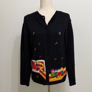 Vintage Kobe Girl Christmas Children Caroling Cardigan Sweater